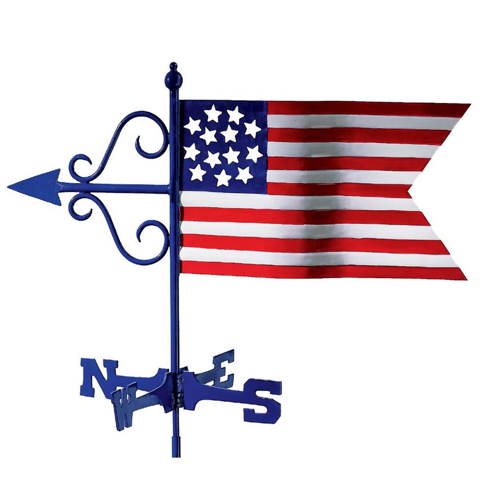Americana Flag Cottage Weathervane with Roof Mount