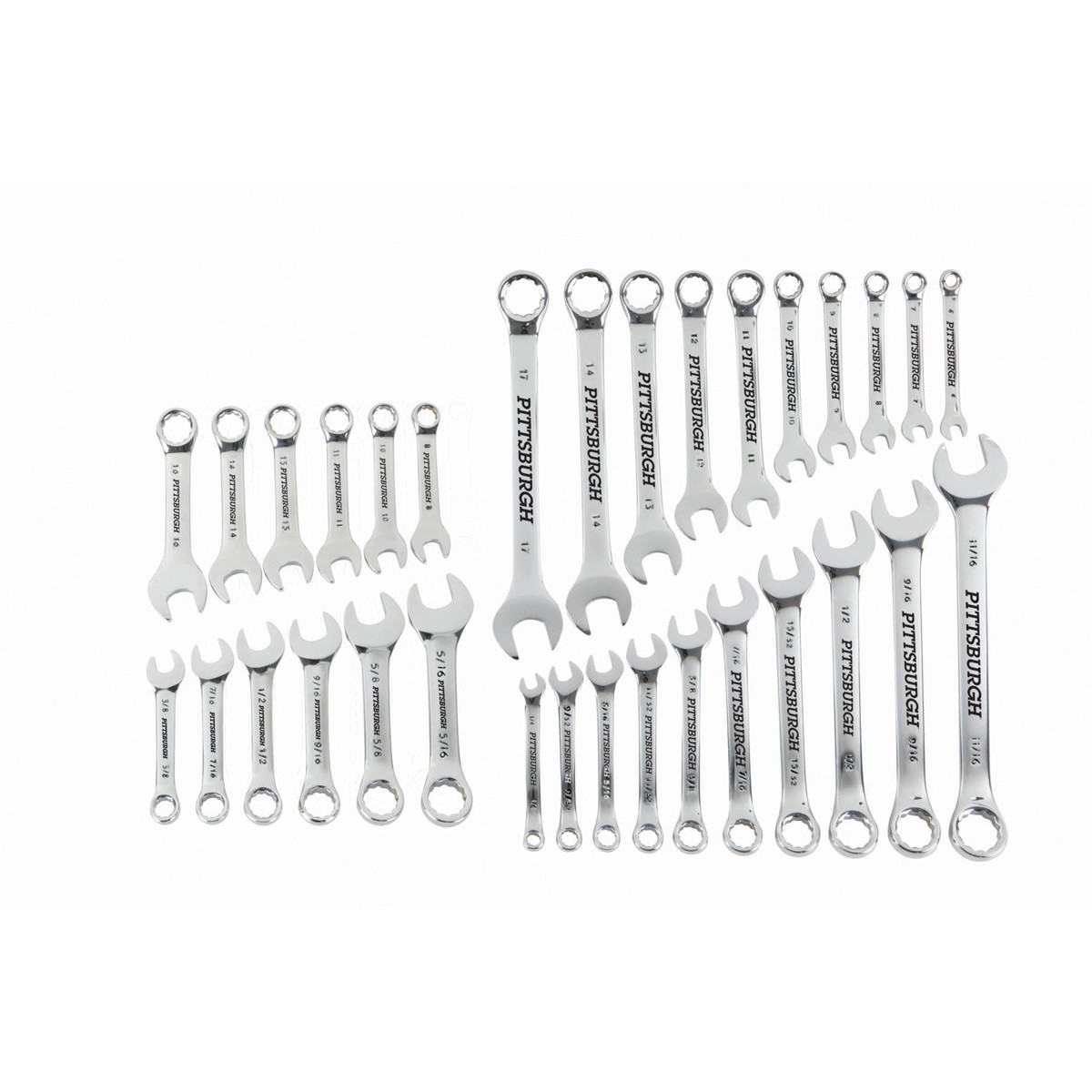 32 Pc Fully Polished SAE & Metric Combination Wrench Set